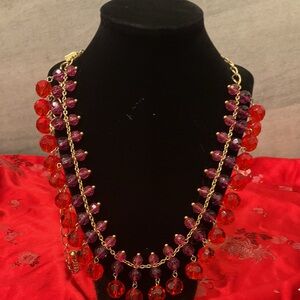 kate spade Red and Purple Beaded Necklace